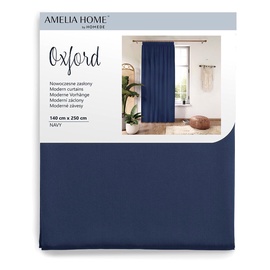 Nakts aizkari AmeliaHome Oxford Pleat, zila, 1400x2500 mm