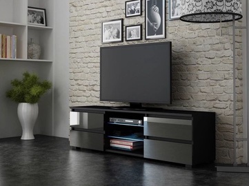 TV staliukas Pro Meble Milano 150 With Light Black/Grey, 1500x350x420 mm