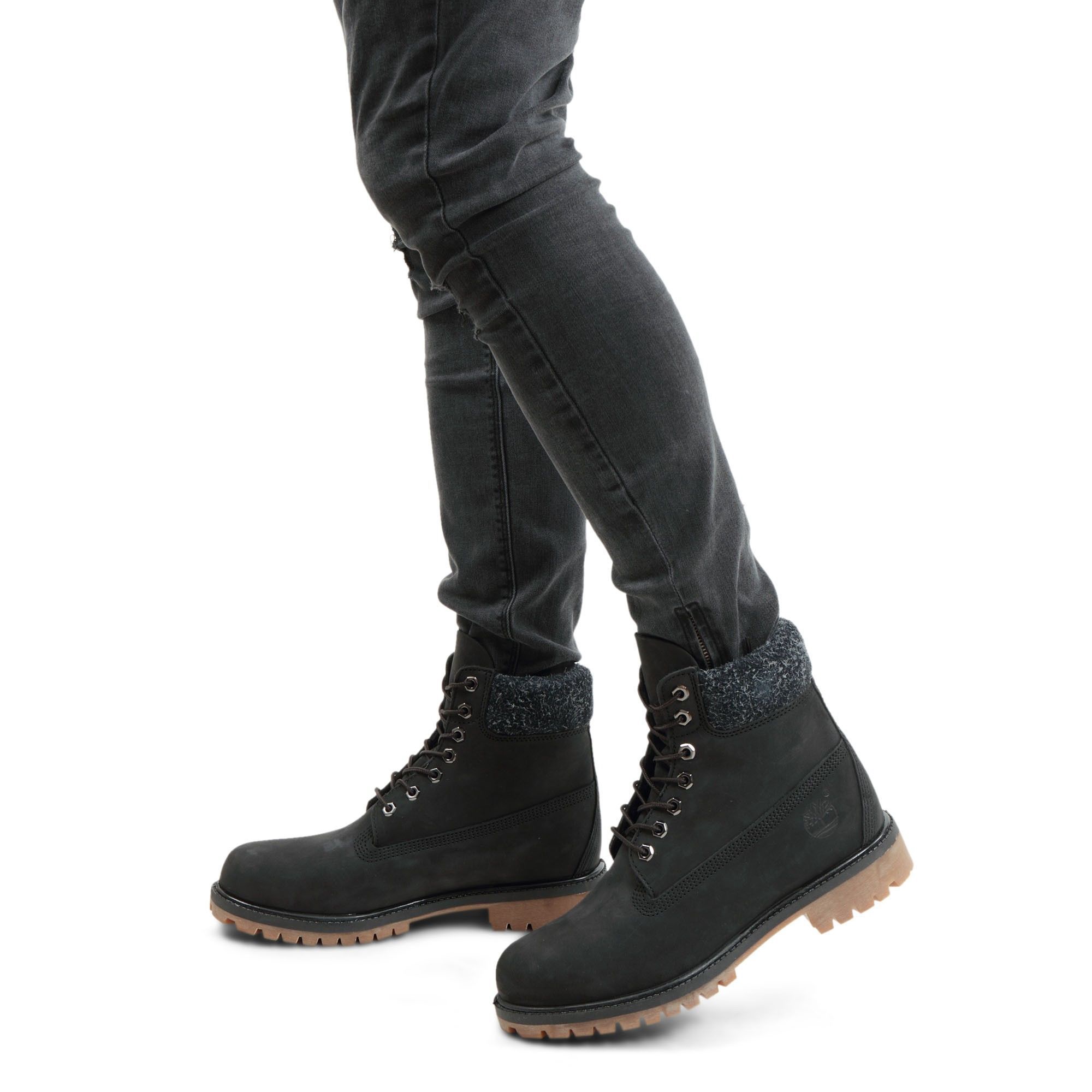 timberland 6 inch boots black