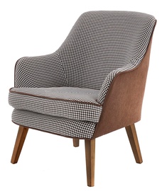 Fotelis Halmar Telavivi Black White Brown, 75x80x87 cm