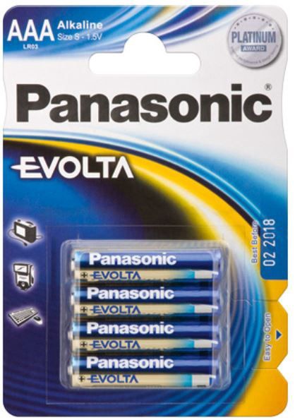 Elementai Panasonic baterija, LR03, 1.5 V, 4 vnt.