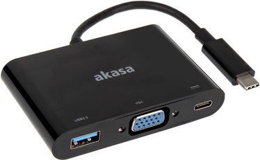 Akasa Type-C To VGA Converter With USB 3.0 Type-A Port 0.15m Black