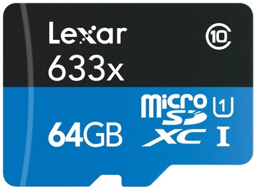 Mälukaart Lexar 64GB High-Performance Micro SDXC 633x UHS-I + SD Adapter