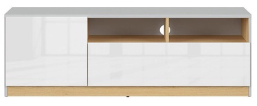 TV staliukas Nandu, baltas/pilkas/ąžuolo, 135 cm x 39 cm x 46 cm