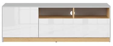 TV galds Black Red White Nandu, balta/pelēka/ozola, 1350x390x460 mm