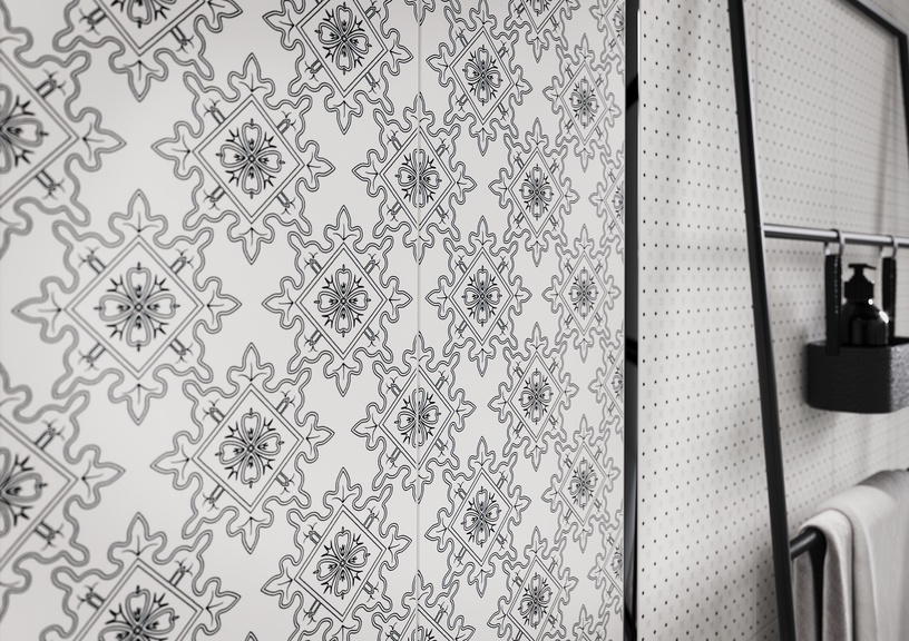 Flīzes Black and White Pattern A, keramika, 600 mm x 200 mm