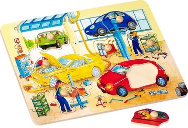 Žaislinė dėlionė HJ98187A Autoservisas, medinė