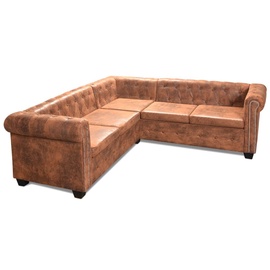Nurgadiivan VLX Chesterfield 5-Seater, pruun, 205 x 205 cm x 73 cm