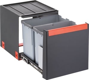 Atkritumu šķirošanas sistēma Franke Cube 40, 14 l, melna/sarkana