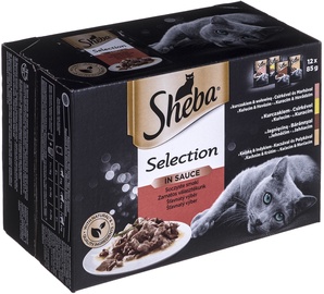 Влажный корм для кошек Sheba Selection, баранина/говядина/курица, 0.085 кг