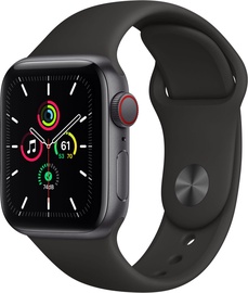 Išmanusis laikrodis Apple Watch SE GPS LTE + Cellular, 40mm Aluminum Black Sport Band, pilka