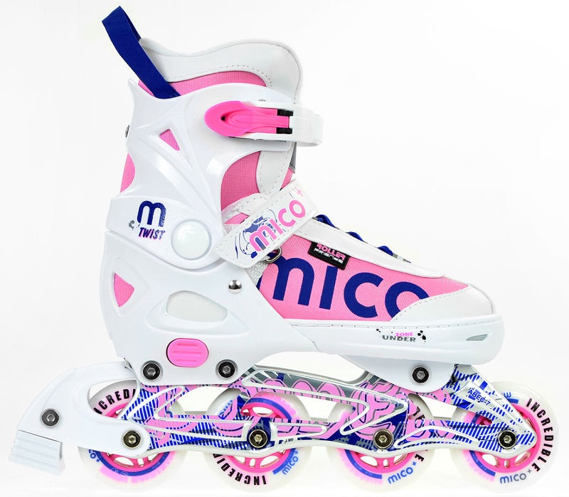 Роликовые коньки Mico Plus Twist Girl, синий/белый/розовый, 40-43