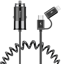 Baseus Enjoy Together Apple Lightning + USB-C Car Charger 1.2m Black