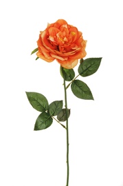 Искусственный цветок роза, зеленый/oранжевый, 530 мм