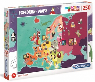 Puzle Clementoni Super Color Puzzle Exploring Maps Great People In Europe 725401, 250 gab.