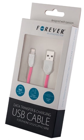 Laidas Forever, USB/Apple Lightning, rožinė