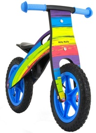 Vaikiškas dviratis Milly Mally KING Wooden Balance Bike Rainbow 2282