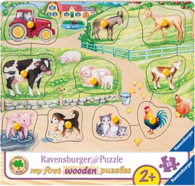 Koka puzle Ravensburger My First Wooden Farm 036899, 10 gab.