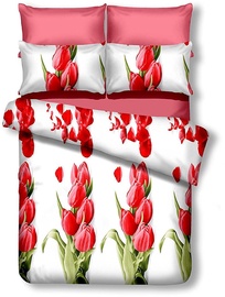 Gultas veļas komplekts DecoKing Emerald, balta/sarkana/zaļa, 135x200/80x80 cm