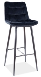Bāra krēsls Chic H-1 Velvet, melna, 45 cm x 37 cm x 109 cm