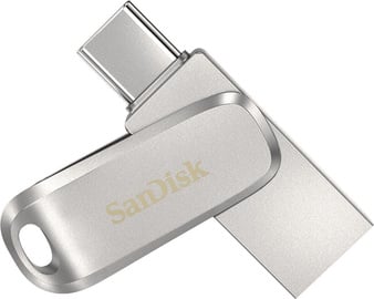 USB zibatmiņa SanDisk Ultra Dual Drive Luxe 2-in-1, metāliska, 64 GB