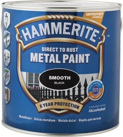 Emaljas krāsa Hammerite Metal Paint, pus-spīdīgs, 0.25 l, melna