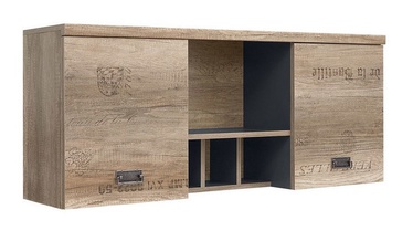 Black Red White Malcolm Wall Shelf Oak/Grey