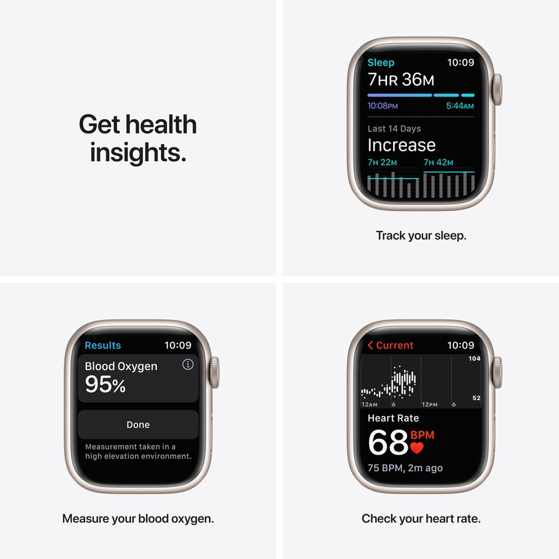 Nutikell Apple Watch Series 7 GPS + Cellular, 41mm Starlight Aluminium Case with Starlight Sport Band - Regular, beež
