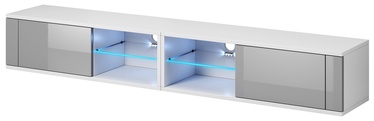 TV-laud Dea Double, valge/hall, 200 cm x 35.8 cm x 30.5 cm