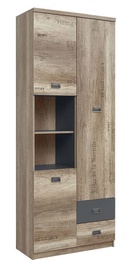 Plaukts Black Red White Malcolm II Oak/Gray