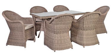Home4you Toscana Garden Table And 6 Chairs Beige/Grey