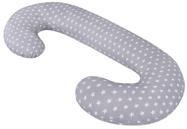 Lulando Type C Crescrnt Shaped Nursing Pillow White Stars On Grey