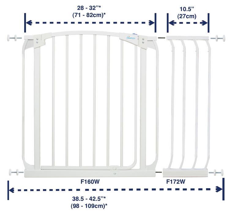 Расширение для ворот безопасности Dreambaby Chelsea Extension, 27 см, 75 см, крашеное, металл, белый