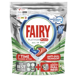 Indaplovių kapsulės Fairy Allin1 Platinum Plus Lemon Quick Wash, 30 vnt.