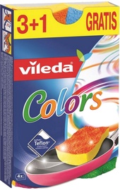 Губка для чистки Vileda Pur Active Color, синий/желтый/зеленый, 4 шт.