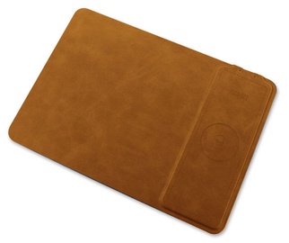 iKaku Mouse Pad with Built-in Wireless Fast Charger Brown