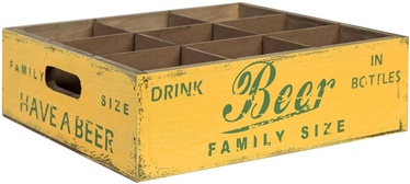 Home4you Wooden Box Jardin 9-Bottle Holder 27x27xH8.5cm Antique Yellow