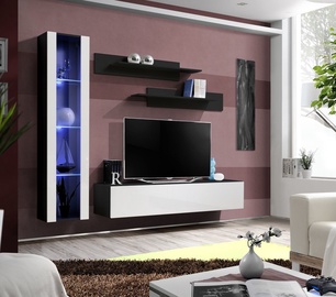 ASM Fly G Living Room Wall Unit Set Vertical Glass Black/White Gloss