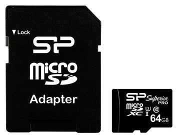 Atmiņas karte Silicon Power Micro SDXC 64GB Class 3 Elite UHS-1 U3 + Adapter