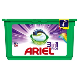 Skalbimo kapsulės Ariel Color 3 in 1, 36 vnt