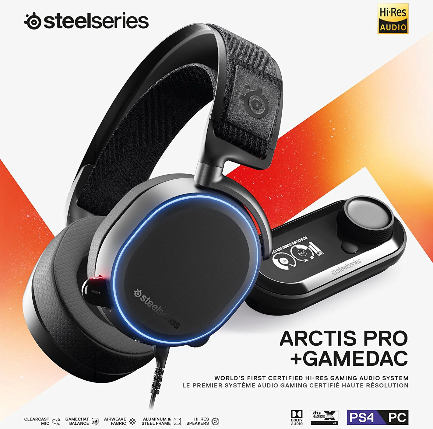 Žaidimų ausinės Steelseries Arctis Pro + GameDAC, juodos - Senukai.lt