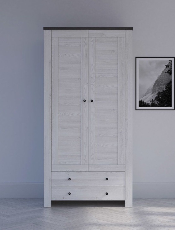 Гардероб Antwerpen, белый/черный/сосновый/еловый, 101 см x 57 см x 203 см
