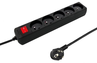 Qoltec Surge Protector 5 Outlet Black 2.5m