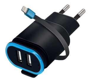 Forever TC-02 Dual USB Wall Charger + Micro USB Cable 20cm Black