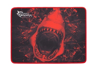 Hiirematt White Shark Abysal Mirror, 35 cm x 32 cm x 0.3 cm, valge/must/punane