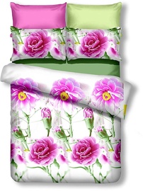 Gultas veļas komplekts DecoKing Emerald, balta/zaļa/rozā, 135x200/80x80 cm