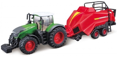 Rotaļu traktors Bburago Fendt 1050 Vario with Baler Lifter 31663, melna/sarkana/zaļa