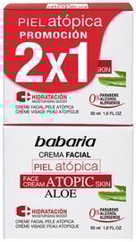 Babaria Atopic Skin Facial Cream With Aloe Vera 2 x 50ml