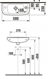 Jika Small Washbasin Olymp Taphole Left 50cm