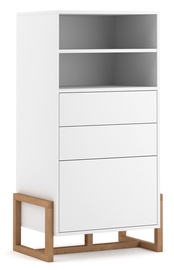 Vivaldi Meble Oslo High Sideboard White Matt/Beech Wood